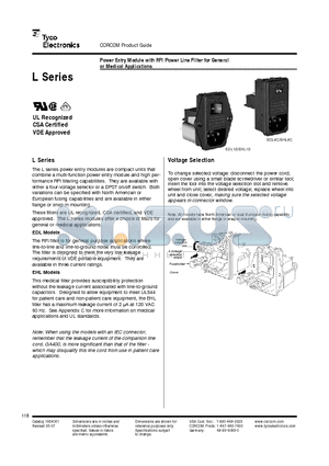 6EHL1SM datasheet - Power Entry Module with RFI Power Line Filter for General or Medical Applications