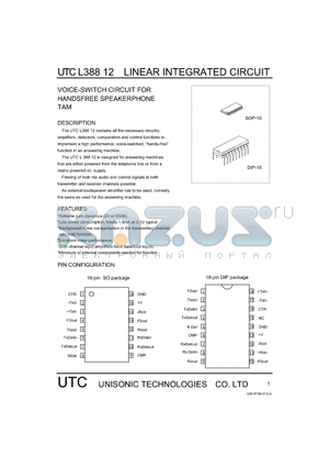 L38812 datasheet - LINEAR INTEGRATED CIRCUIT