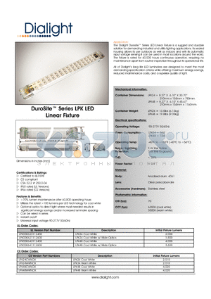 LPK000621112600 datasheet - DuroSite Series LPK LED Linear Fixture
