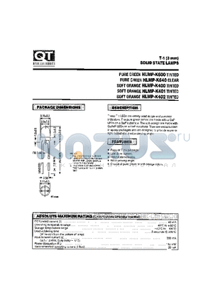 HLMP-K401 datasheet - T-1 (3mm) SOLID STATE LAMPS