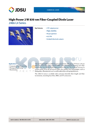 L4-2486-006 datasheet - High-Power 2 W 830 nm Fiber-Coupled Diode Laser