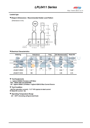 LPL0411_12 datasheet - Shape & Dimensions / Recommended Solder Land Pattern