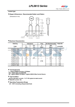 LPL0813T-102K datasheet - Shape & Dimensions / Recommended Solder Land Pattern