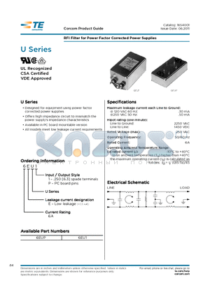 6EUP datasheet - RFI Filter for Power Factor Corrected Power Supplies