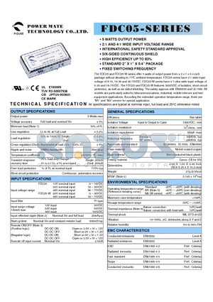 FDC05-12S12 datasheet - 5 WATTS OUTPUT POWER