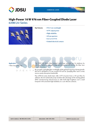 L4-9897603-100B datasheet - High-Power 10 W 976 nm Fiber-Coupled Diode Laser