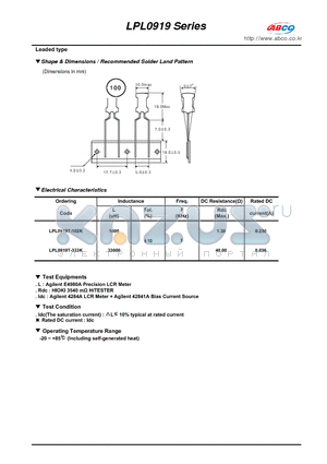 LPL0919_12 datasheet - Shape & Dimensions / Recommended Solder Land Pattern