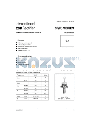 6F120 datasheet - STANDARD RECOVERY DIODES