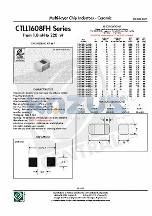 CTLL1608-FHR22J datasheet - Multi-layer Chip Inductors - Ceramic