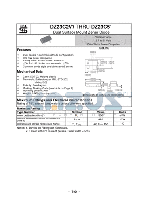 DZ23C3V3 datasheet - Dual Surface Mount Zener Diode