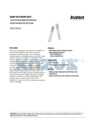 HLMP-LB11-KN0XX datasheet - 4 mm Precision Optical Performance InGaN Standard Oval LED Lamps