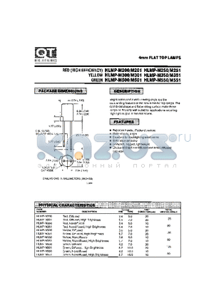 HLMP-M250 datasheet - 4mm FLAT TOP LAMPS