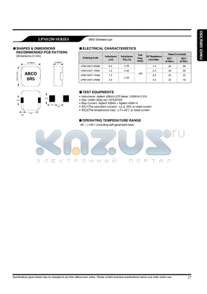 LPM1250T-0R5M datasheet - SMD SHIELDED TYPE