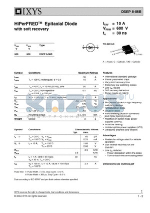 L408 datasheet - HiPerFREDTM Epitaxial Diode with soft recovery