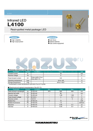 L4100 datasheet - Resin-potted metal package LED