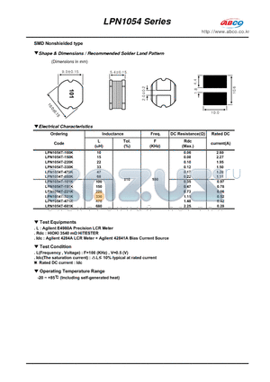 LPN1054T-100K datasheet - Shape & Dimensions / Recommended Solder Land Pattern