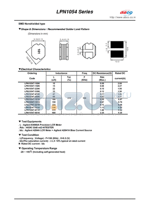LPN1054T-151K datasheet - Shape & Dimensions / Recommended Solder Land Pattern