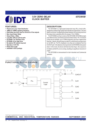 IDT2305B-1HDC datasheet - 3.3V ZERO DELAY CLOCK BUFFER