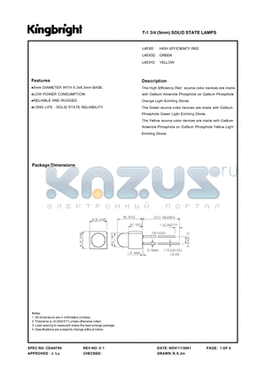 L453GD datasheet - T-1 3/4 SOLID STATE LAMPS