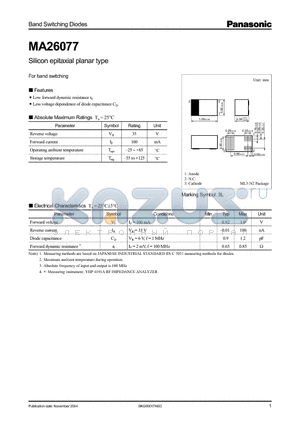 MA26077 datasheet - Silicon epitaxial planar type