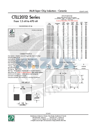 CTLL2012-5N6K datasheet - Multi-layer Chip Inductors - Ceramic