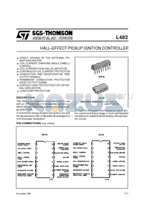 L482D1 datasheet - HALL.EFFECT PICKUP IGNITION CONTROLLER