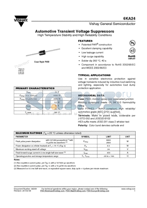 6KA24 datasheet - Automotive Transient Voltage Suppressors
