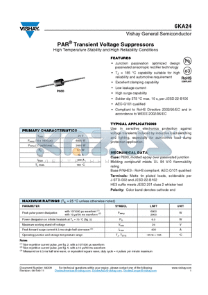 6KA24 datasheet - PAR Transient Voltage Suppressors