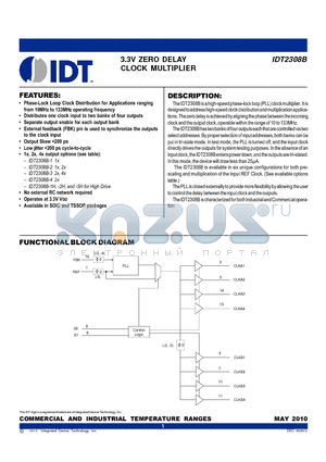 IDT2308B datasheet - 3.3V ZERO DELAY CLOCK MULTIPLIER