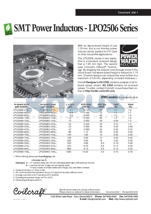 LPO2506I-105L datasheet - LPO2506 Series