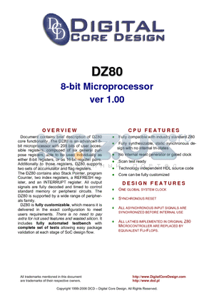 DZ80 datasheet - 8-bit Microprocessor