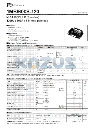 6MBI10S-120 datasheet - IGBT MODULE 1200V / 600 / 1 in one package