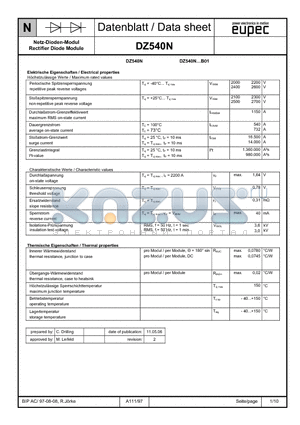 DZ540N datasheet - Rectifier Diode Module