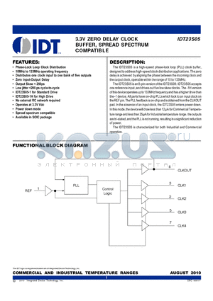 IDT23S05_10 datasheet - 3.3V ZERO DELAY CLOCK BUFFER, SPREAD SPECTRUM COMPATIBLE