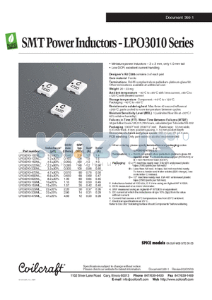 LPO3010-473ML datasheet - SMT Power Inductors