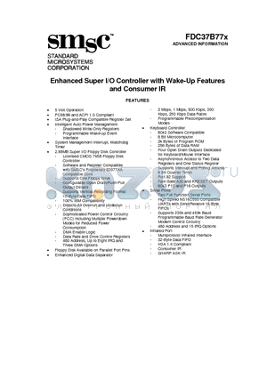 FDC37B772 datasheet - ENHANCED SUPER I/O CONTROLLER WITH WAKE UP FEATURES