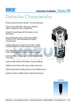 HB15CKW01-5C-DB datasheet - Subminiature Pushbuttons