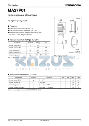 MA27P01 datasheet - Silicon epitaxial planar type