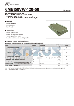 6MBI50VW-120-50 datasheet - IGBT MODULE
