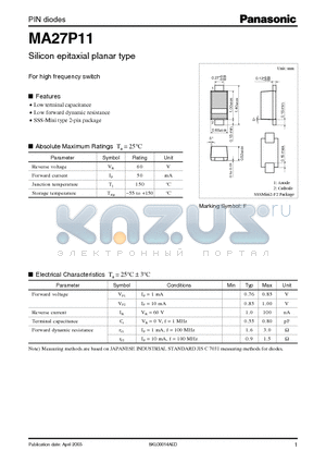 MA27P11 datasheet - SILICON EPITAXIAL PLANAR TYPE