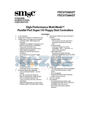 FDC37C665GT datasheet - High-Performance Multi-Mode Parallel Port Super I/O Floppy Disk Controllers