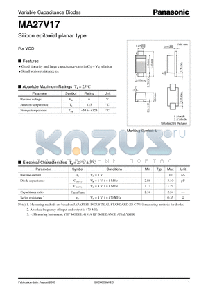 MA27V17 datasheet - Silicon epitaxial planar type