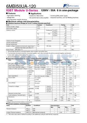 6MBI50UA-120 datasheet - 1200V / 50A 6 in one-package