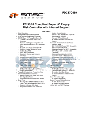 FDC37C669_07 datasheet - PC 98/99 Compliant Super I/O Floppy Disk Controller with Infrared Support