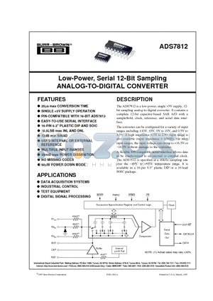 ADS7812 datasheet - Low-Power, Serial 12-Bit Sampling ANALOG-TO-DIGITAL CONVERTER