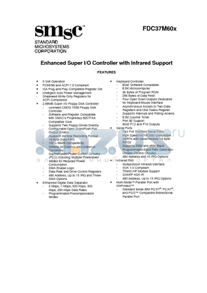 FDC37M602 datasheet - ENHANCED SUPER I/O CONTROLLER WITH INFRARED SUPPORT