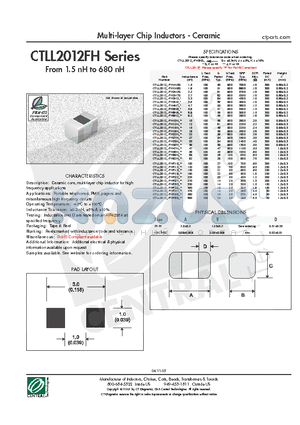 CTLL2012F-FH2N7S datasheet - Multi-layer Chip Inductors - Ceramic