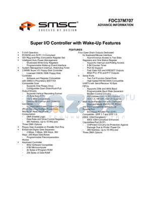 FDC37M707 datasheet - Super I/O Controller with Wake-Up Features