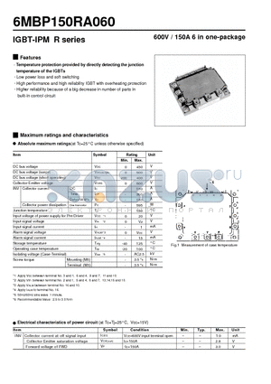 6MBP150RA060 datasheet - 600V / 150A 6 in one-package