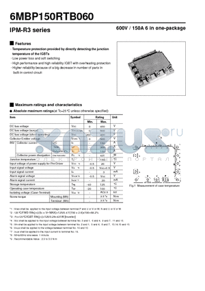 6MBP150RTB060 datasheet - 600V / 150A 6 in one-package